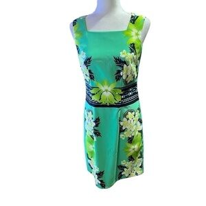 Green Tropical-floral Sheath/Shift Dress Summer by Dress Barn - Size 6